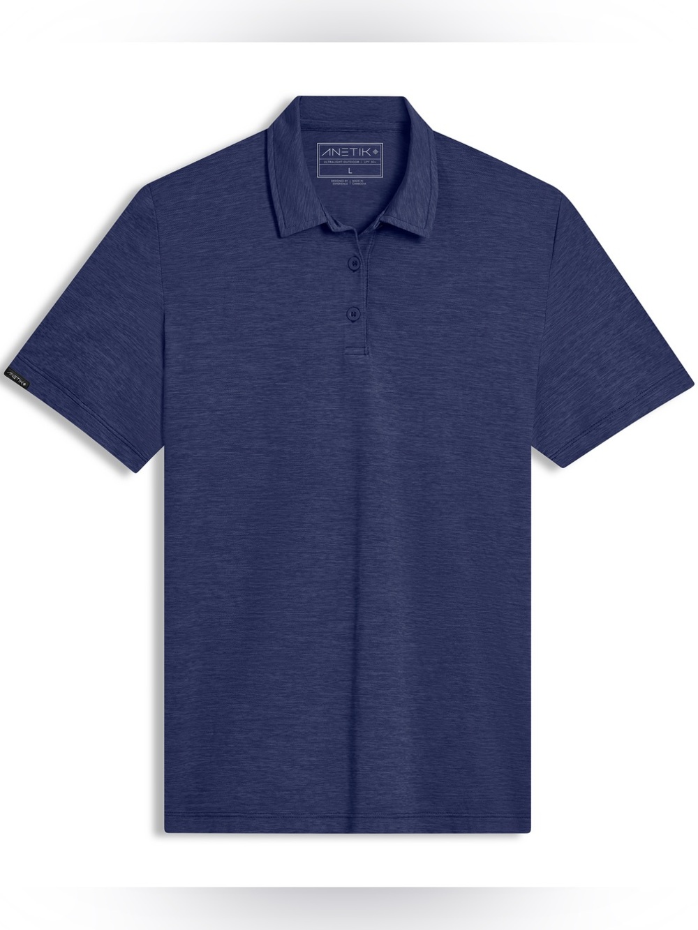 ANETIK Low Pro Tech Polo Men’s M Navy Heather UPF 30+ Stretch Performance Shirt